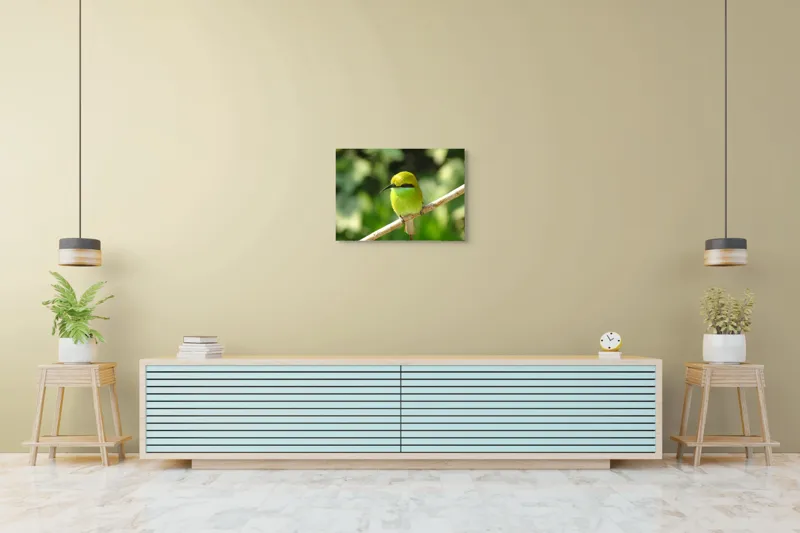 Tablou Canvas, "Splendoarea verde a naturii păsărilor", Nuanțe, Verde, Strălucire, Delicatețe, Prăjină, Natură, Eleganță, Privire, Viu, Blândețe, 70 x 50 cm – poza 7