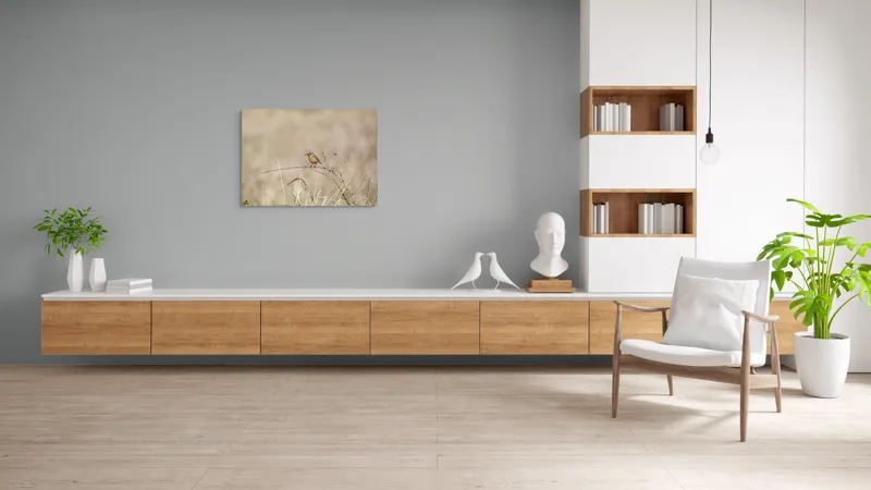 Tablou Canvas, "Pasărea pe o crenguță uscată", Păsăre, Ramură, Natural, Arid, Peisaj, Fragilitate, Subtilitate, Observație, 100 x 70 cm – poza 6