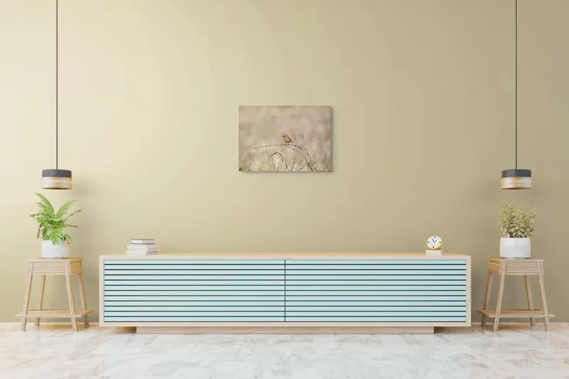 Tablou Canvas, "Pasărea pe o crenguță uscată", Păsăre, Ramură, Natural, Arid, Peisaj, Fragilitate, Subtilitate, Observație, 70 x 50 cm – poza 7