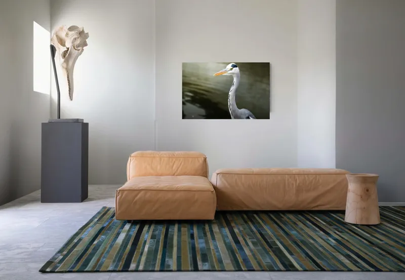 Tablou Canvas, "Egreta privind spre zare liniștită", Pasăre, Grațioasă, Plisc, Lung, Pene, Gri, Apă, Calmă, Elegantă., 90 x 50 cm – poza 8