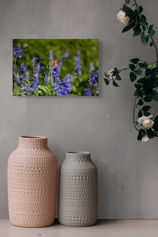 Tablou Canvas, "Fluture pe flori de lavandă", Fluturi, Lavandă, Verdeață, Primăvară, Natură., 39 x 26 cm – poza 4