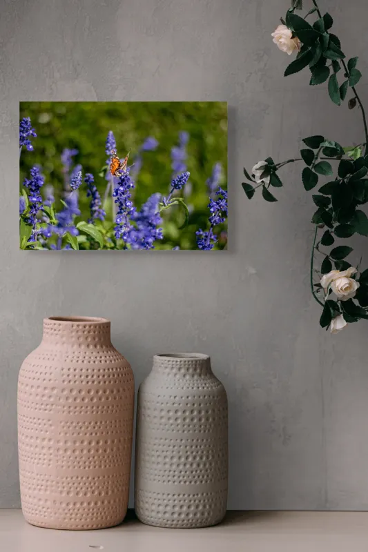 Tablou Canvas, "Fluture pe flori de lavandă", Fluturi, Lavandă, Verdeață, Primăvară, Natură., 54 x 39 cm – poza 8