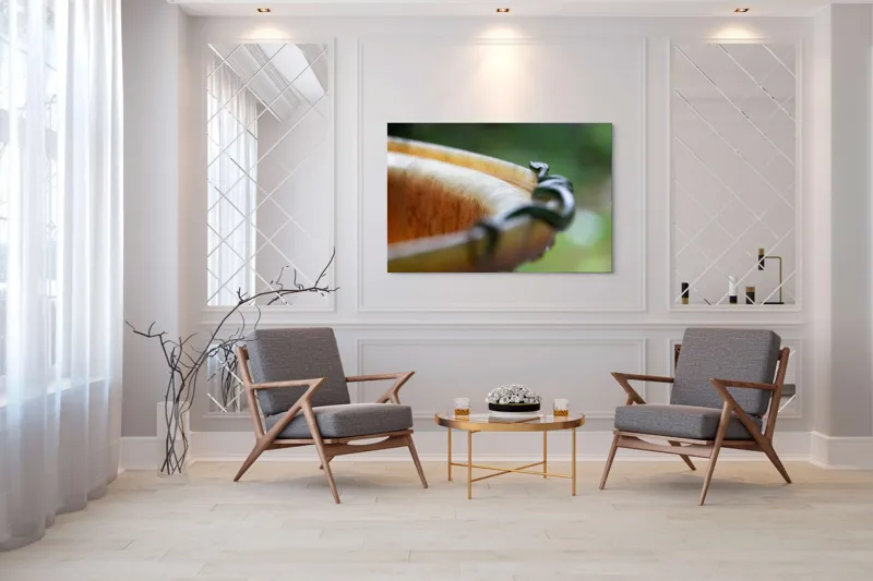 Tablou Canvas, "Șarpele leneș pe marginea vasului", Sarpe, Lemn, Curbura, Plante, Verde, Alunecare, Umiditate, 150 x 100 cm – poza 7