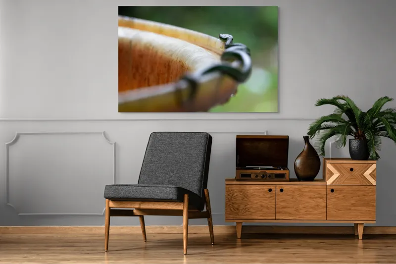 Tablou Canvas, "Șarpele leneș pe marginea vasului", Sarpe, Lemn, Curbura, Plante, Verde, Alunecare, Umiditate, 150 x 100 cm – poza 8