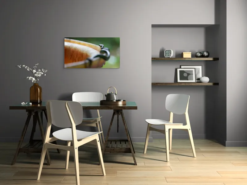 Tablou Canvas, "Șarpele leneș pe marginea vasului", Sarpe, Lemn, Curbura, Plante, Verde, Alunecare, Umiditate, 90 x 50 cm – poza 3