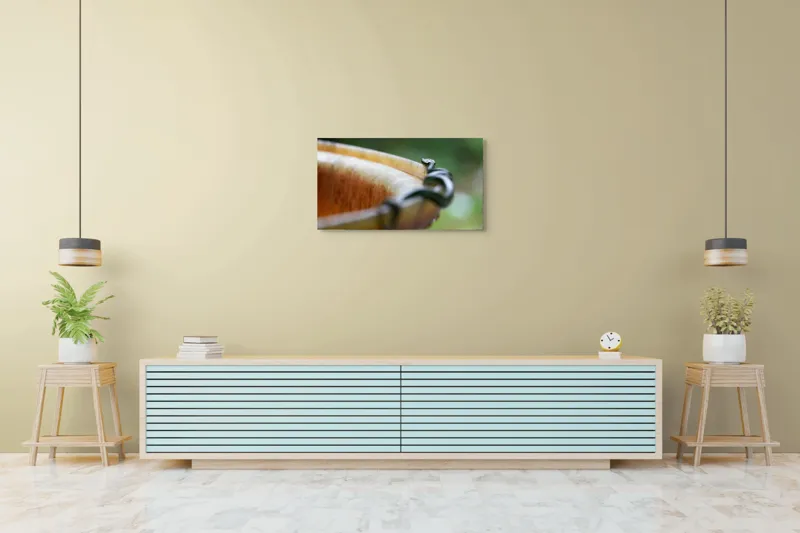 Tablou Canvas, "Șarpele leneș pe marginea vasului", Sarpe, Lemn, Curbura, Plante, Verde, Alunecare, Umiditate, 90 x 50 cm – poza 5