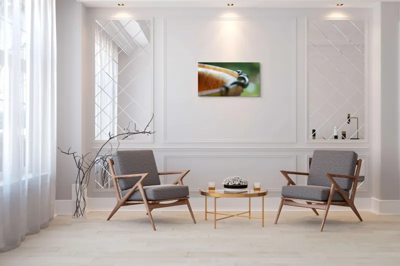 Tablou Canvas, "Șarpele leneș pe marginea vasului", Sarpe, Lemn, Curbura, Plante, Verde, Alunecare, Umiditate, 90 x 50 cm – poza 7