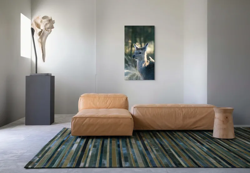 Tablou Canvas, "Misterul pădurii de iarnă", Iepure, Pădure, Lumină, Blană, Natură, Eleganță, Calm, Animal, Privire, Calmitate, 50 x 90 cm – poza 5