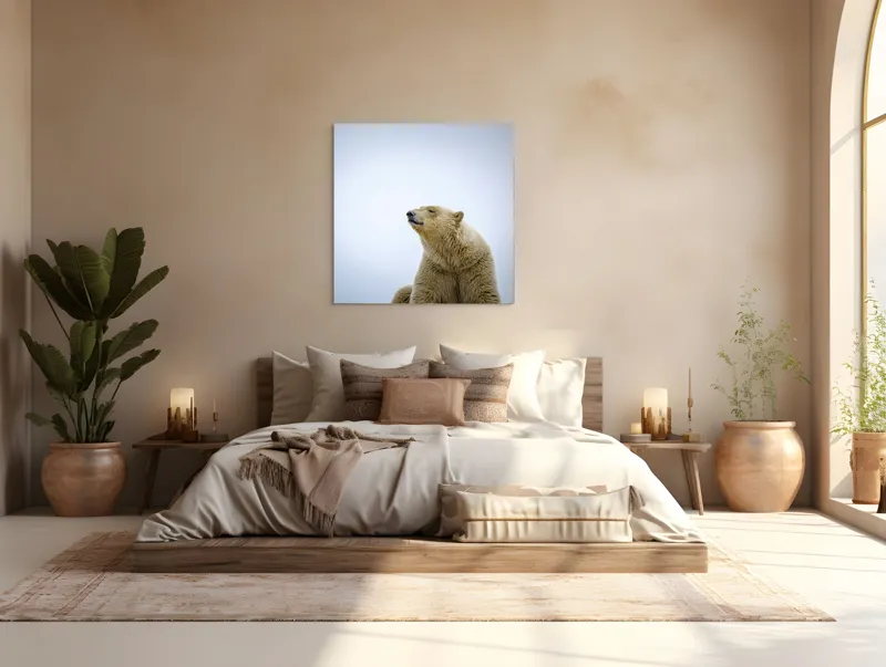 Tablou Canvas, "Urs polar sub cerul arctic", Urs, Alb, Arctic, Cald, Liniștit, Natural, Frig, Blană, Cer, Aspru, 100 x 100 cm – poza 4