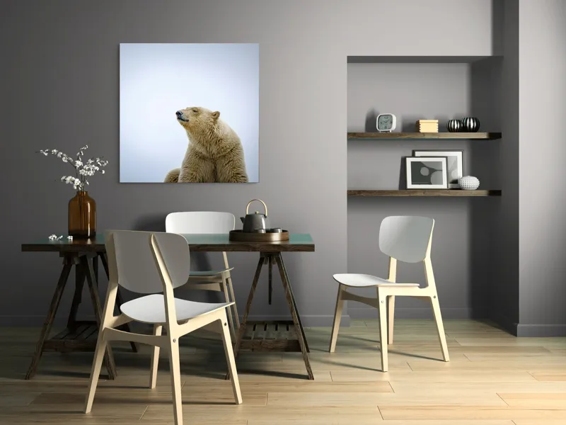 Tablou Canvas, "Urs polar sub cerul arctic", Urs, Alb, Arctic, Cald, Liniștit, Natural, Frig, Blană, Cer, Aspru, 100 x 100 cm – poza 6