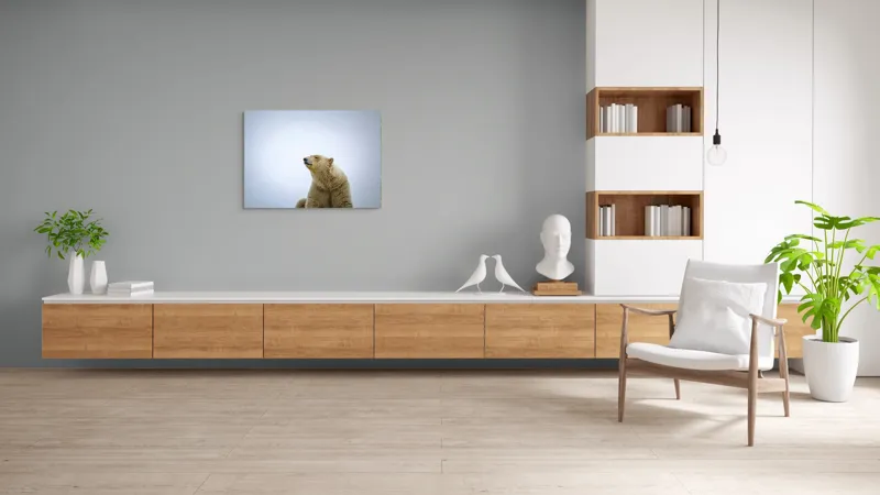 Tablou Canvas, "Urs polar sub cerul arctic", Urs, Alb, Arctic, Cald, Liniștit, Natural, Frig, Blană, Cer, Aspru, 100 x 70 cm – poza 6