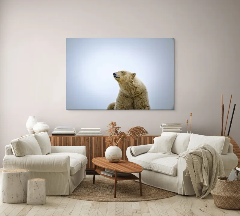 Tablou Canvas, "Urs polar sub cerul arctic", Urs, Alb, Arctic, Cald, Liniștit, Natural, Frig, Blană, Cer, Aspru, 150 x 100 cm – poza 3