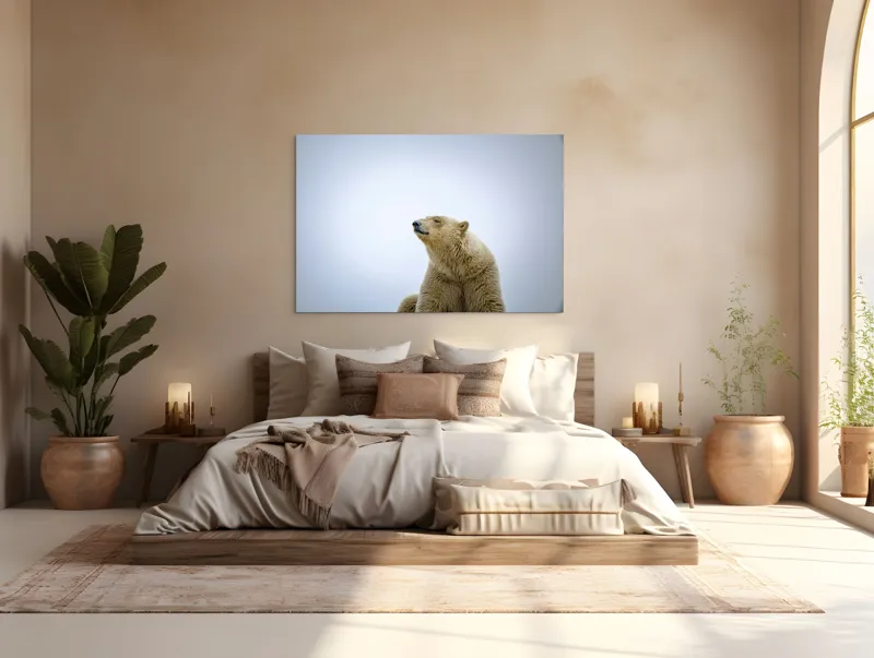Tablou Canvas, "Urs polar sub cerul arctic", Urs, Alb, Arctic, Cald, Liniștit, Natural, Frig, Blană, Cer, Aspru, 150 x 100 cm – poza 4