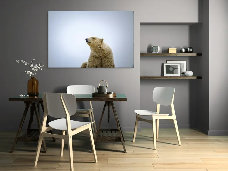 Tablou Canvas, "Urs polar sub cerul arctic", Urs, Alb, Arctic, Cald, Liniștit, Natural, Frig, Blană, Cer, Aspru, 150 x 100 cm – poza 5