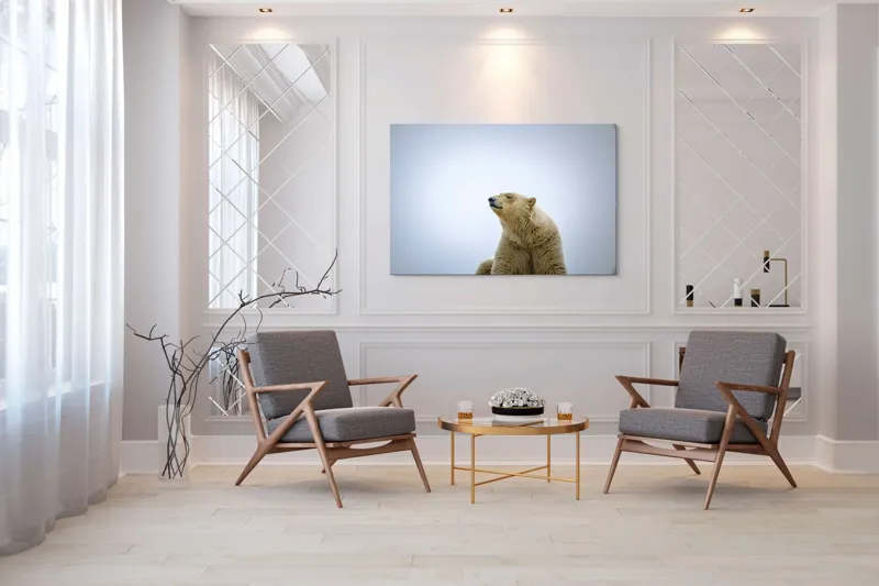 Tablou Canvas, "Urs polar sub cerul arctic", Urs, Alb, Arctic, Cald, Liniștit, Natural, Frig, Blană, Cer, Aspru, 150 x 100 cm – poza 7
