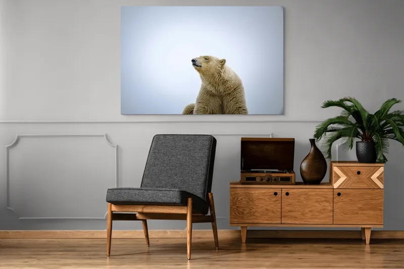 Tablou Canvas, "Urs polar sub cerul arctic", Urs, Alb, Arctic, Cald, Liniștit, Natural, Frig, Blană, Cer, Aspru, 150 x 100 cm – poza 8