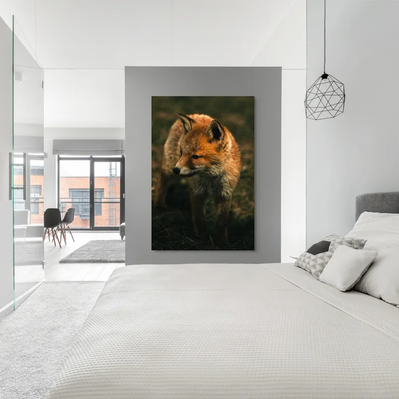 Tablou Canvas, "Vulpe în lumina înserării pe câmpie", Vulpe, Blană, Curiozitate, Pajiște, Natură, Sălbăticie, Prudență, Agilitate, Eleganță, Observare, 100 x 150 cm – poza 5