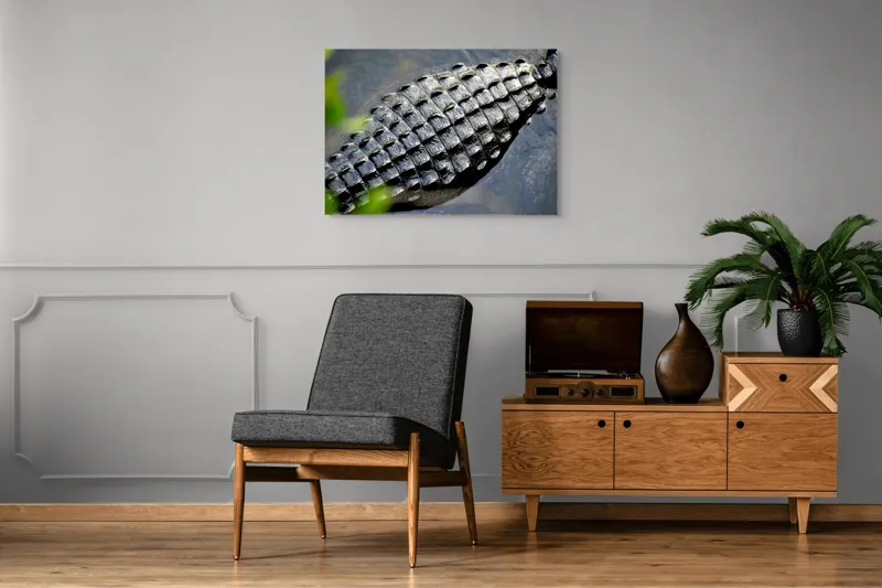 Tablou Canvas, "Textura armurii de crocodil în apă", Solzi, Textură, Reptilă, Apă, Natură, 100 x 70 cm – poza 8