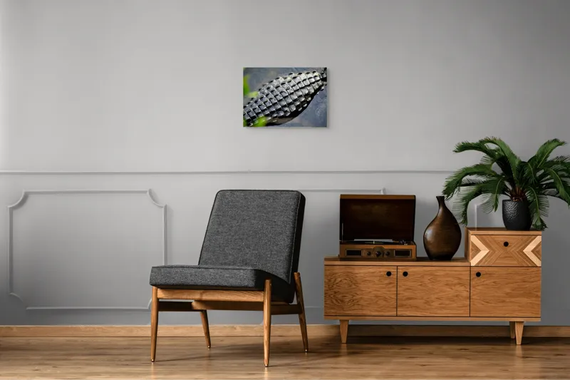 Tablou Canvas, "Textura armurii de crocodil în apă", Solzi, Textură, Reptilă, Apă, Natură, 54 x 39 cm – poza 7