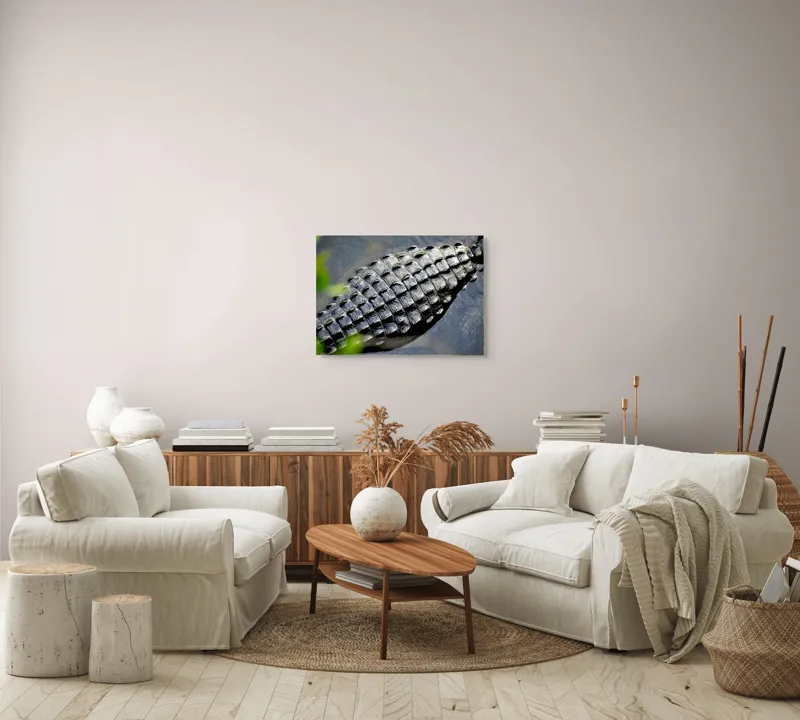 Tablou Canvas, "Textura armurii de crocodil în apă", Solzi, Textură, Reptilă, Apă, Natură, 70 x 50 cm – poza 6