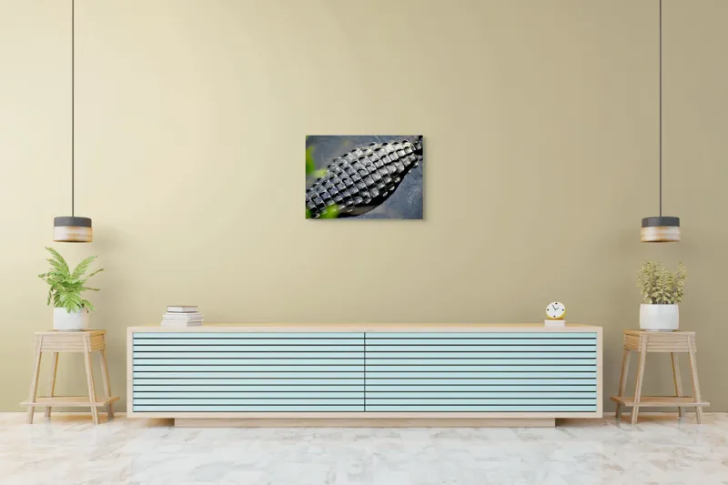 Tablou Canvas, "Textura armurii de crocodil în apă", Solzi, Textură, Reptilă, Apă, Natură, 70 x 50 cm – poza 7