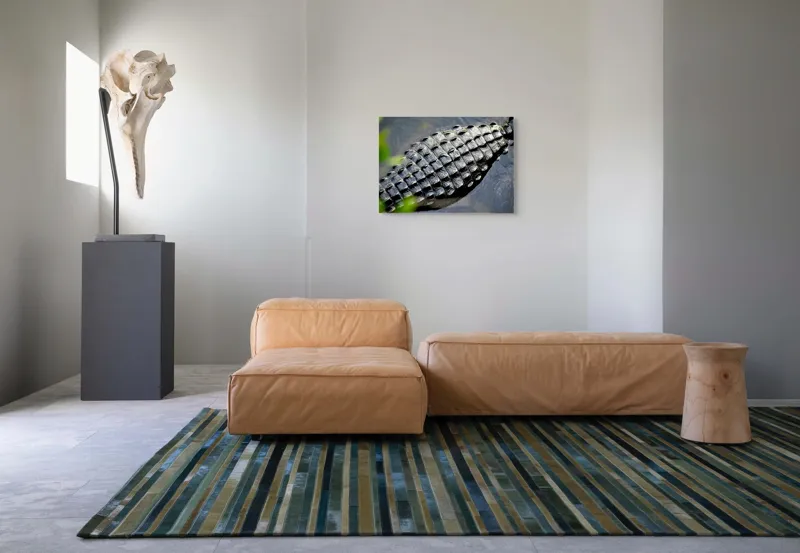 Tablou Canvas, "Textura armurii de crocodil în apă", Solzi, Textură, Reptilă, Apă, Natură, 70 x 50 cm – poza 8