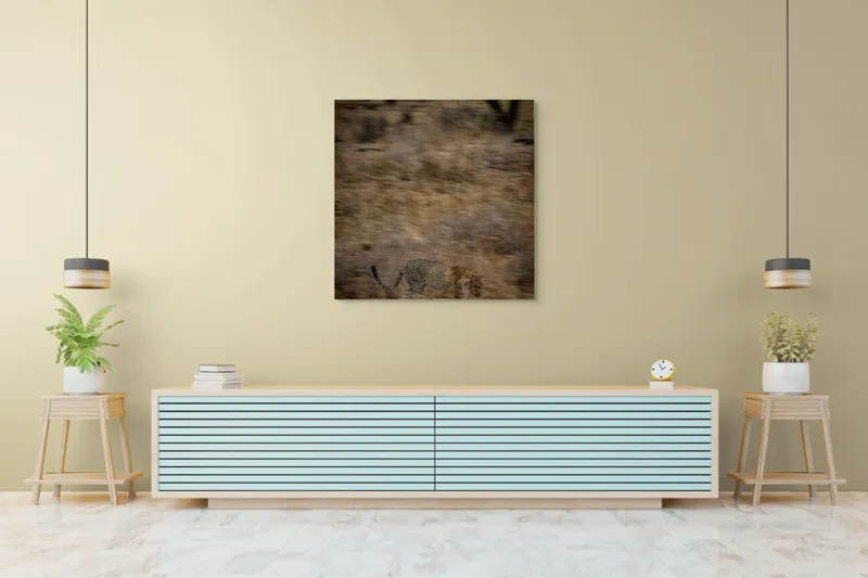 Tablou Canvas, "Leopard în goana prin savană", Leopard, Viteză, Pădure, Precizie, Camuflaj, Agilitate, Eleganță, Sălbăticie, 100 x 100 cm – poza 5