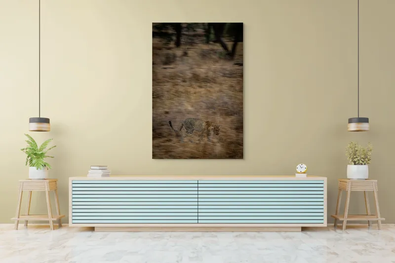 Tablou Canvas, "Leopard în goana prin savană", Leopard, Viteză, Pădure, Precizie, Camuflaj, Agilitate, Eleganță, Sălbăticie, 100 x 150 cm – poza 4