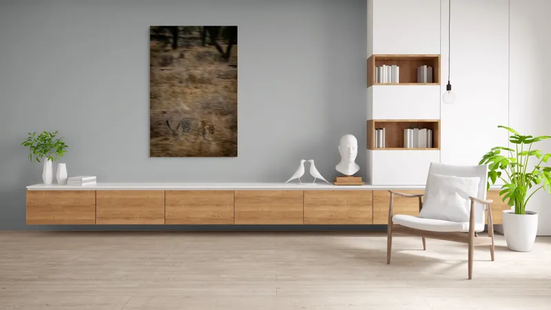 Tablou Canvas, "Leopard în goana prin savană", Leopard, Viteză, Pădure, Precizie, Camuflaj, Agilitate, Eleganță, Sălbăticie, 100 x 150 cm – poza 8