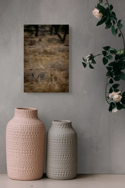 Tablou Canvas, "Leopard în goana prin savană", Leopard, Viteză, Pădure, Precizie, Camuflaj, Agilitate, Eleganță, Sălbăticie, 26 x 39 cm – poza 6