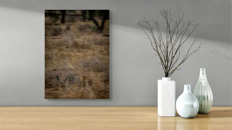 Tablou Canvas, "Leopard în goana prin savană", Leopard, Viteză, Pădure, Precizie, Camuflaj, Agilitate, Eleganță, Sălbăticie, 39 x 54 cm – poza 4