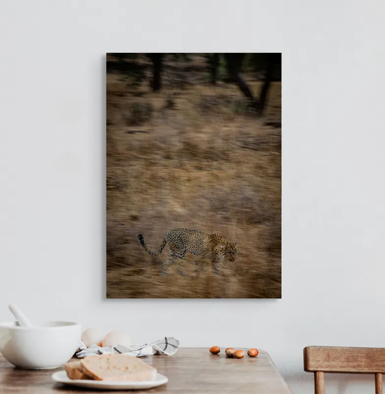 Tablou Canvas, "Leopard în goana prin savană", Leopard, Viteză, Pădure, Precizie, Camuflaj, Agilitate, Eleganță, Sălbăticie, 50 x 70 cm – poza 3