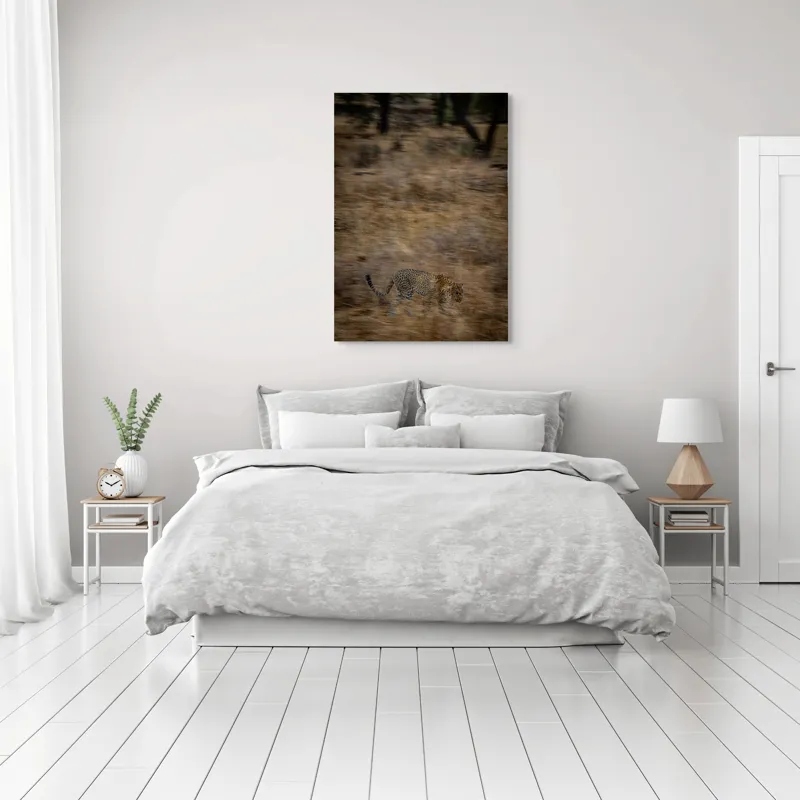 Tablou Canvas, "Leopard în goana prin savană", Leopard, Viteză, Pădure, Precizie, Camuflaj, Agilitate, Eleganță, Sălbăticie, 70 x 100 cm – poza 3