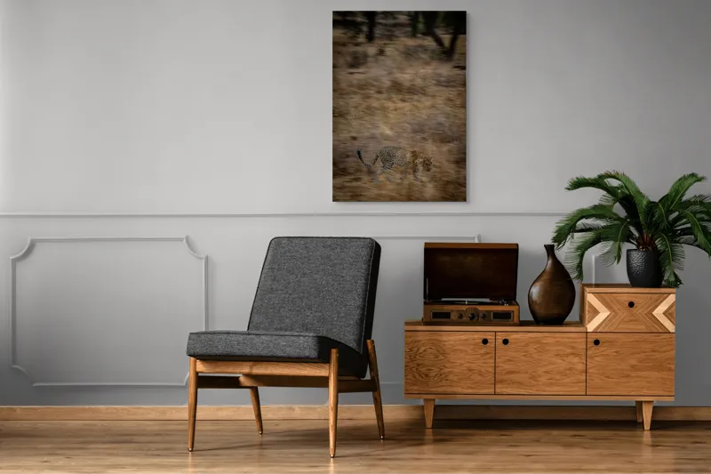 Tablou Canvas, "Leopard în goana prin savană", Leopard, Viteză, Pădure, Precizie, Camuflaj, Agilitate, Eleganță, Sălbăticie, 70 x 100 cm – poza 6