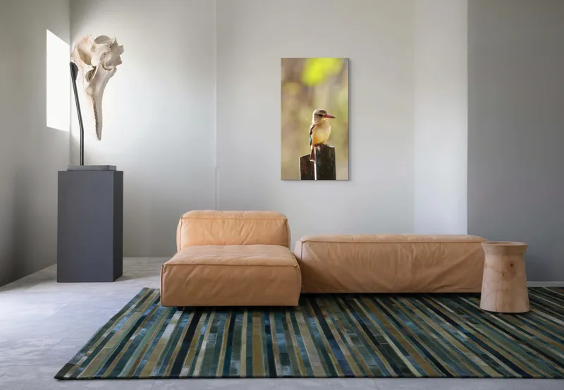 Tablou Canvas, "Pasărea în așteptarea zborului liniștit", Pasăre, Ramură, Cioc, Penaj, Lumină, Natură, Bokeh, Observare, Tranquilitate, 50 x 90 cm – poza 5
