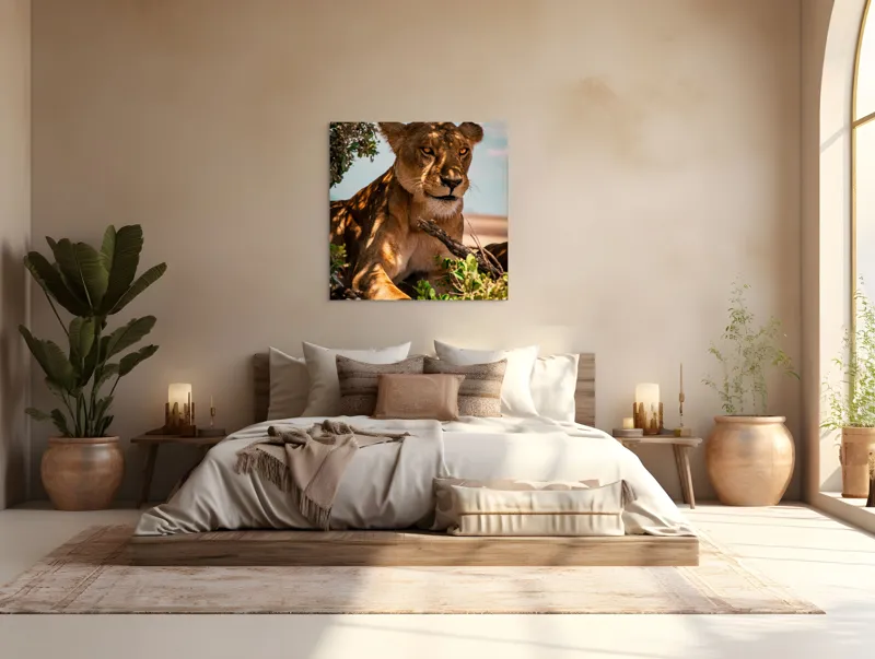 Tablou Canvas, "Leoaica sub umbra unui copac", Nu pot spune cine este în această imagine., 100 x 100 cm – poza 4