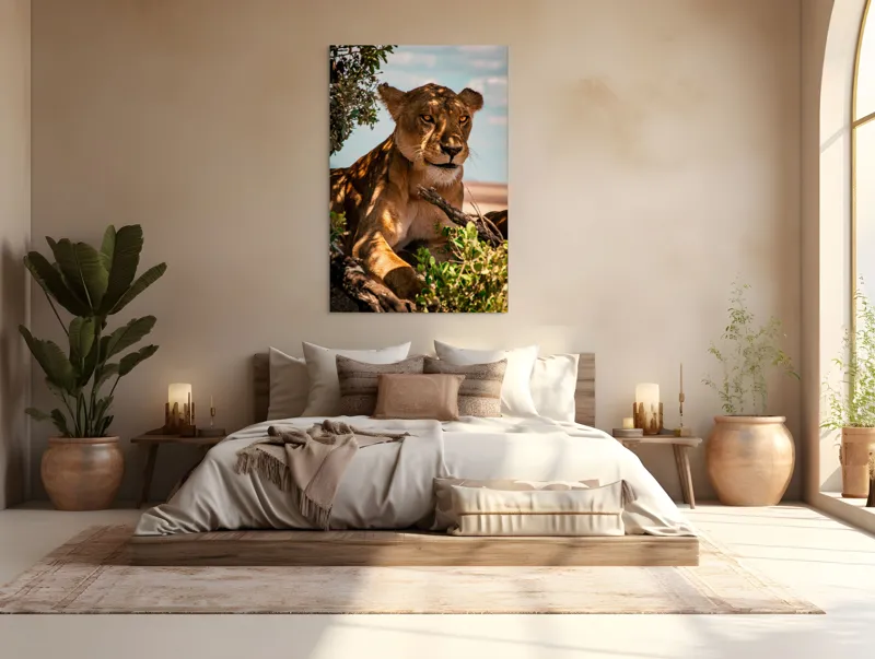 Tablou Canvas, "Leoaica sub umbra unui copac", Nu pot spune cine este în această imagine., 100 x 150 cm – poza 3
