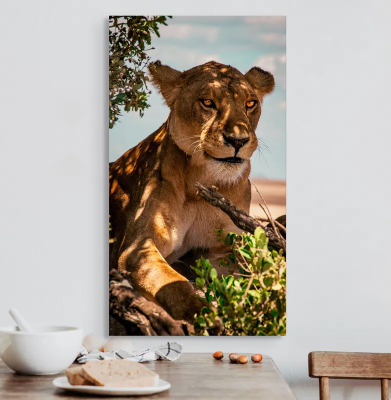 Tablou Canvas, "Leoaica sub umbra unui copac", Nu pot spune cine este în această imagine., 50 x 90 cm – poza 3
