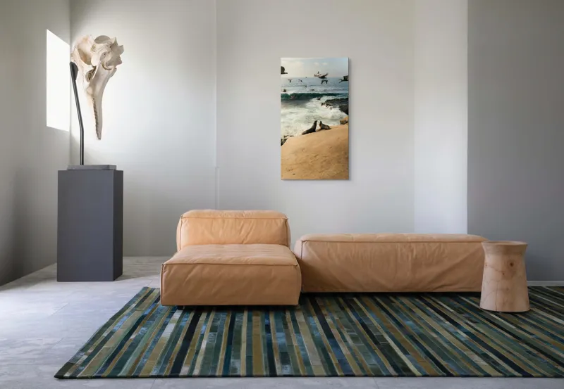 Tablou Canvas, "Leii de mare și zborul pescărușilor", Lei, Valuri, Păsări, Apus, Natură, Coastă, 50 x 90 cm – poza 5