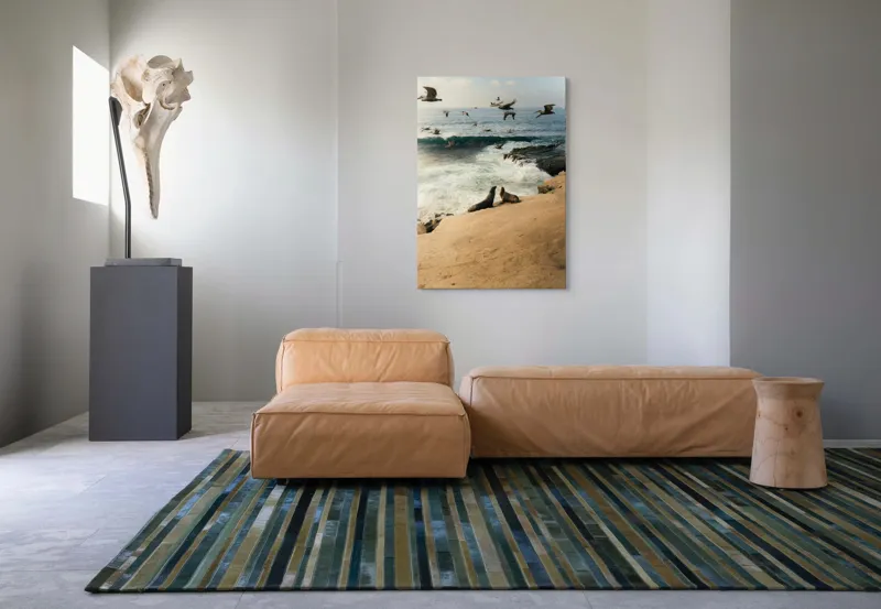 Tablou Canvas, "Leii de mare și zborul pescărușilor", Lei, Valuri, Păsări, Apus, Natură, Coastă, 70 x 100 cm – poza 7