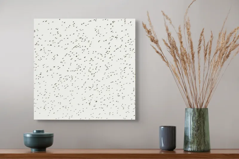 Tablou Canvas, "Dansul armonios al păsărilor în cer", Păsări, Cer, Zbor, Întindere, Grup, Mișcare, Natură, Libertate, 50 x 50 cm – poza 4