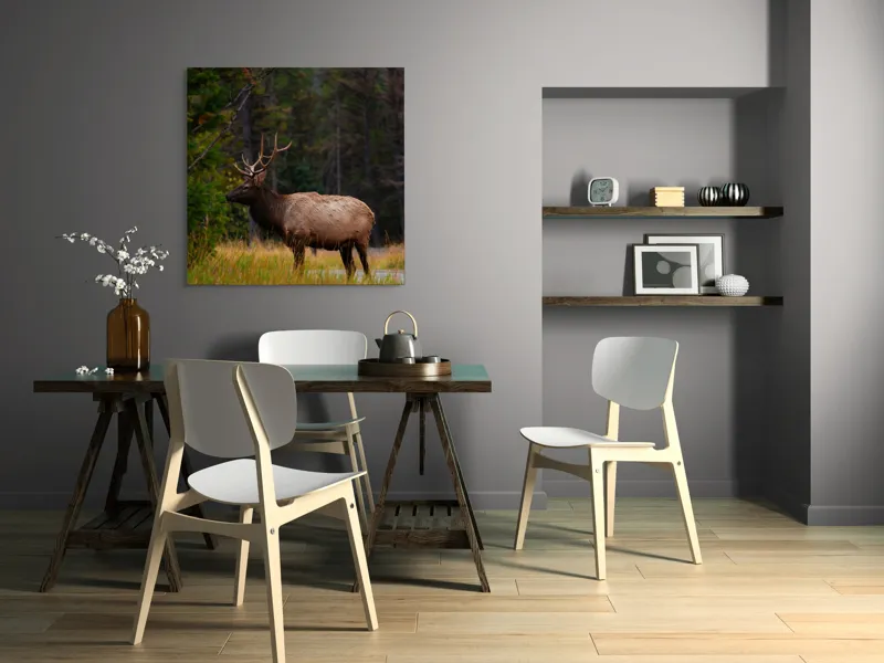 Tablou Canvas, "Cerbul singuratic în pădurea tăcută", 100 x 100 cm – poza 6