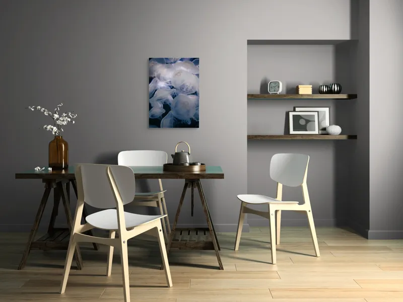 Tablou Canvas, "Dansul meduzelor sub clar de lună", Translucid, Eteric, Misterios, Marin, Grațios, 50 x 70 cm – poza 5