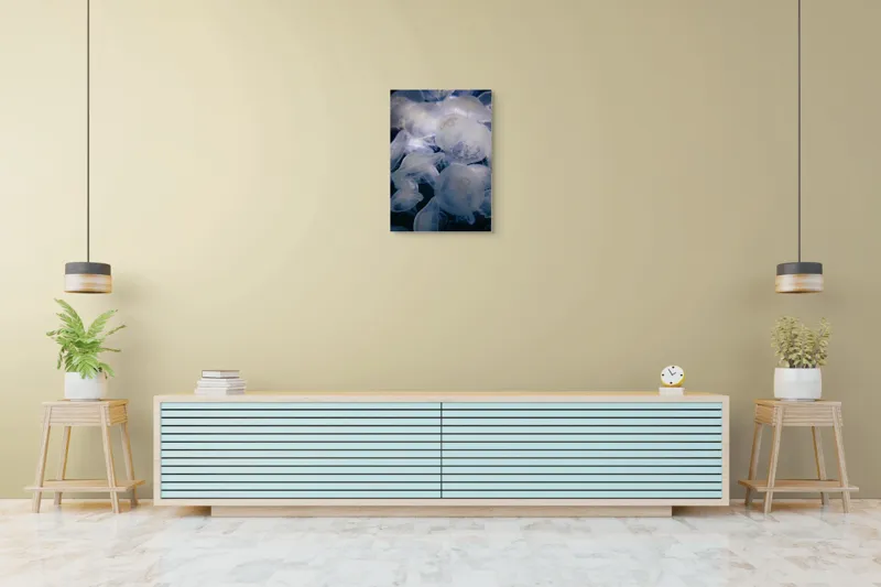Tablou Canvas, "Dansul meduzelor sub clar de lună", Translucid, Eteric, Misterios, Marin, Grațios, 50 x 70 cm – poza 6