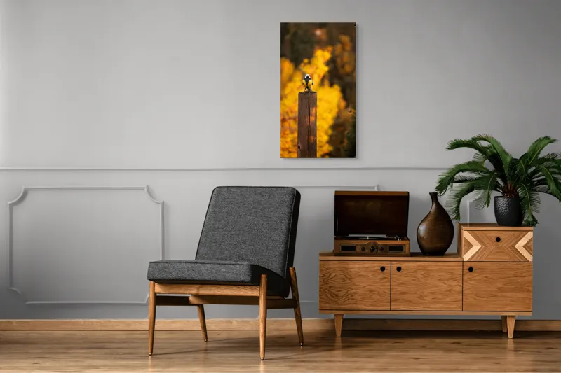 Tablou Canvas, "Pasăre solitară în amurg de toamnă", Pasăre, Culori, Toamnă, Natură, Frumusețe, 50 x 90 cm – poza 8