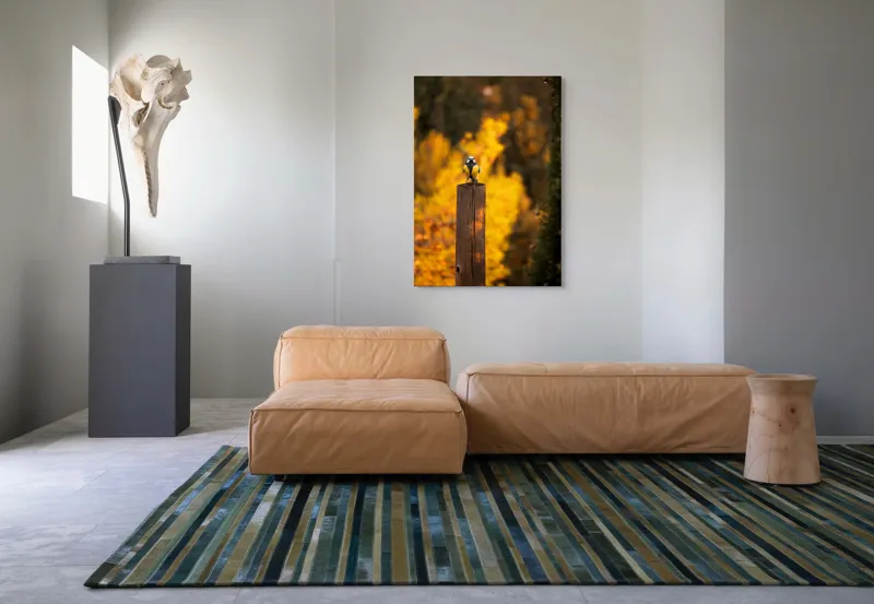 Tablou Canvas, "Pasăre solitară în amurg de toamnă", Pasăre, Culori, Toamnă, Natură, Frumusețe, 70 x 100 cm – poza 7