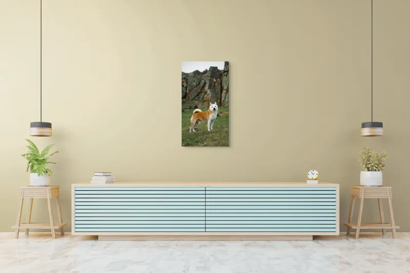 Tablou Canvas, "Câine în peisaj stâncos și verde", Nu pot spune cine este în imagine, dar pot să spun că este un câine într-un peisaj stâncos., 50 x 90 cm – poza 6