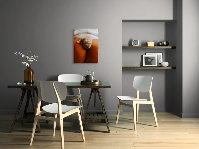 Tablou Canvas, "Cățeluș adormit pe perne pufoase", Dulce, Adorabil, Somnoros, Pufoșenie, Drăgălaș, Blând, Delicat, 50 x 70 cm – poza 5
