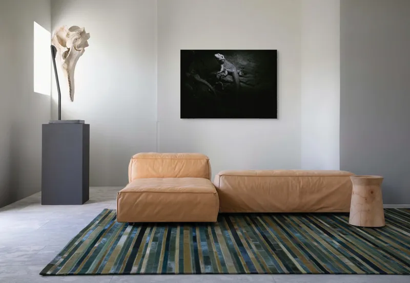Tablou Canvas, "Șopârle în întunericul nocturn liniștit", Întuneric, Șopârlă, Stâncă, Textură, Mister, Reflexie, 100 x 70 cm – poza 7