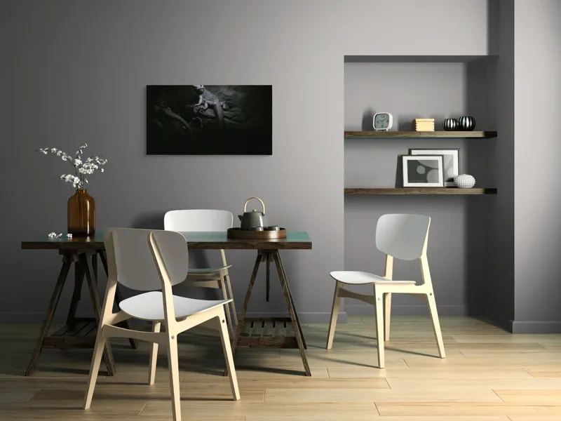 Tablou Canvas, "Șopârle în întunericul nocturn liniștit", Întuneric, Șopârlă, Stâncă, Textură, Mister, Reflexie, 90 x 50 cm – poza 3